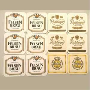 German Beer Coasters Vintage Lot 12 Card Board Felsenbrau Radeberger Warsteiner